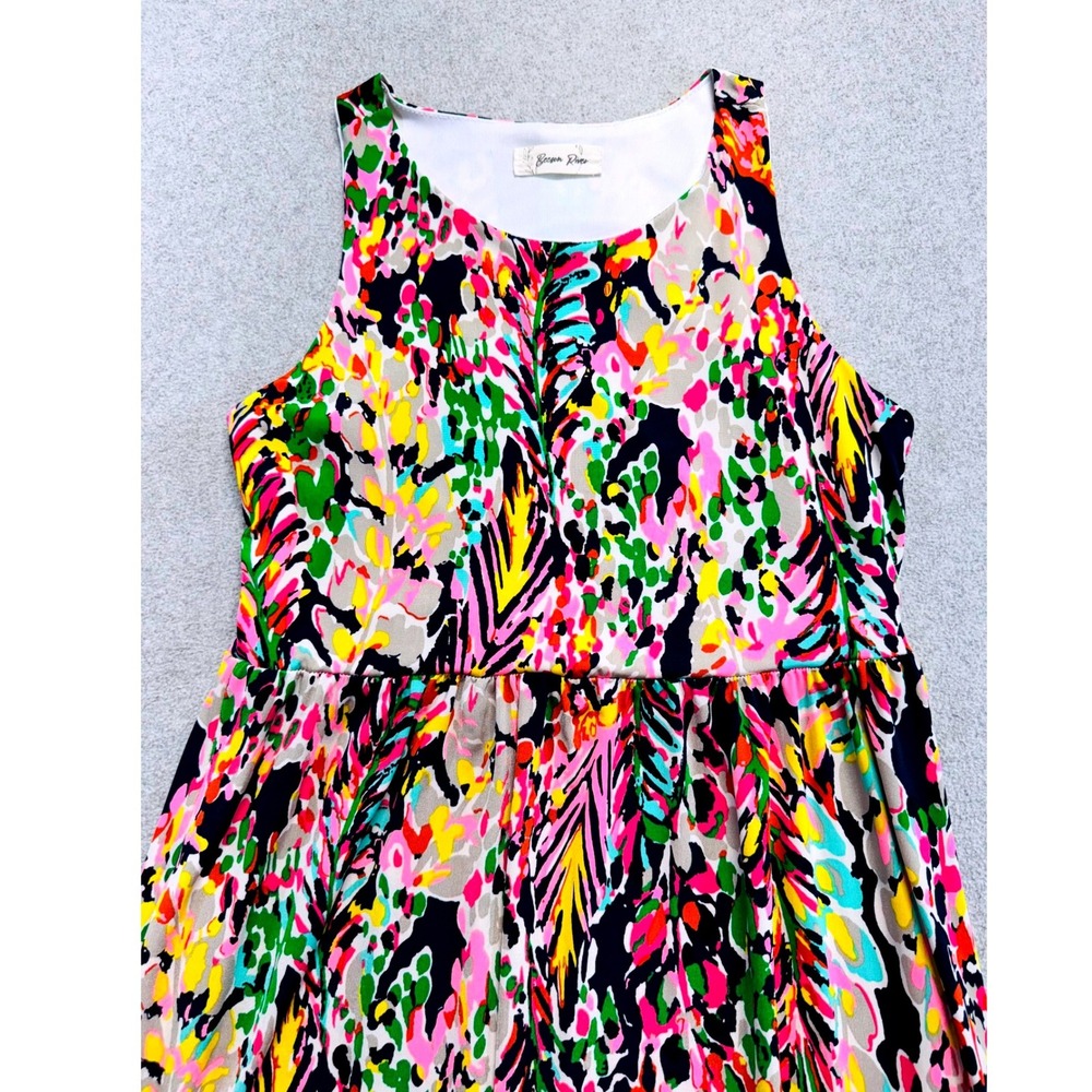 Beezon River Womens M Tropical Floral Maxi Dress Sleeveless Colorful Festival